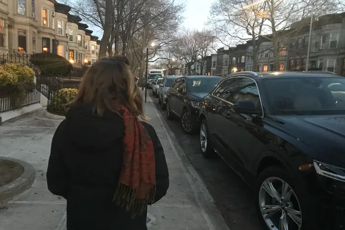 Elyse Maister, on the street in Crown Heights where she says she was assaulted in late December.